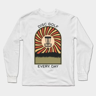 Disc Golf Every Day | Disc Golf Vintage Retro Arch Mountains Long Sleeve T-Shirt